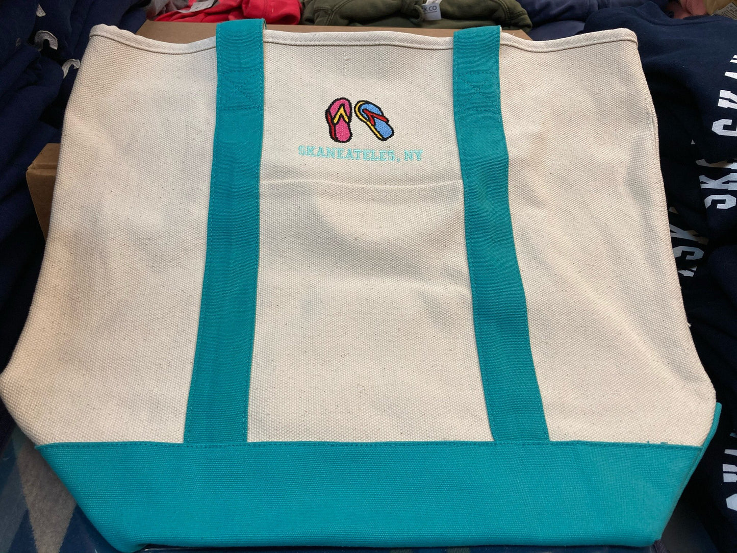 Skaneateles Sandals Canvas Bag - Ivory/Sea Foam