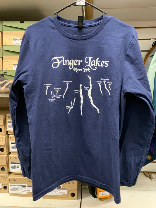 Finger Lakes Map Long Sleeve T-Shirt