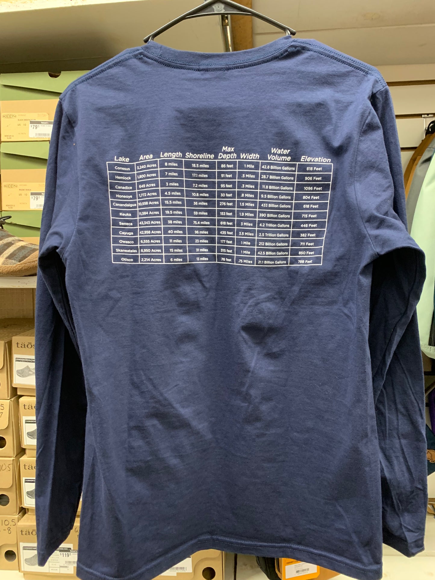 Finger Lakes Map Long Sleeve T-Shirt