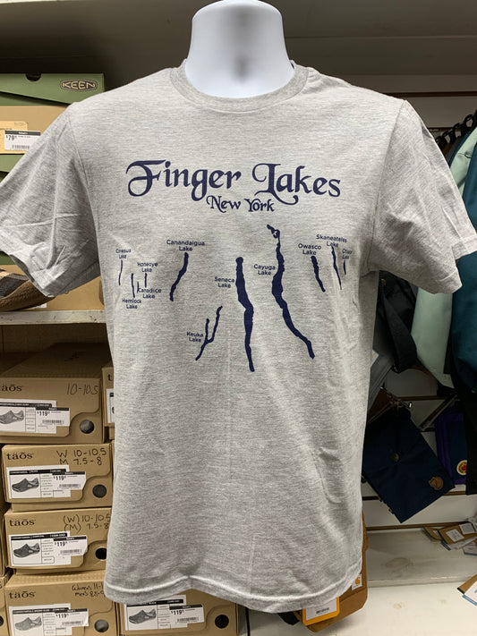 Finger Lakes Map Short Sleeve T-Shirt