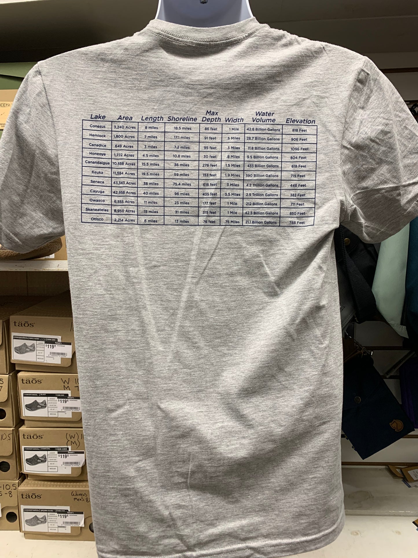 Finger Lakes Map Short Sleeve T-Shirt