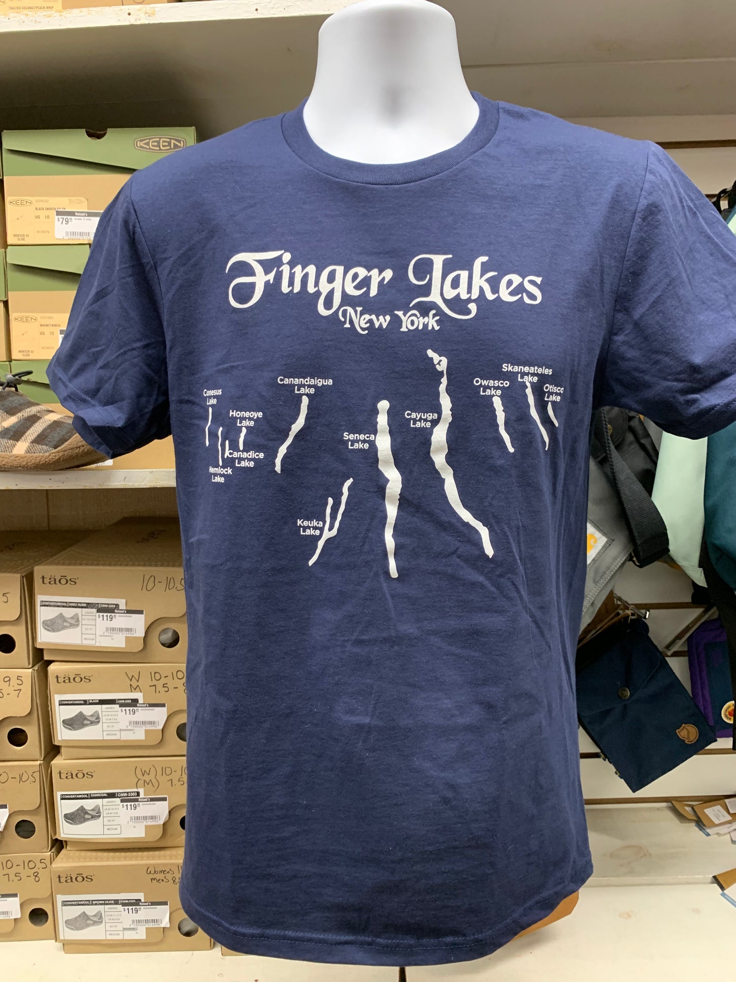 Finger Lakes Map Short Sleeve T-Shirt